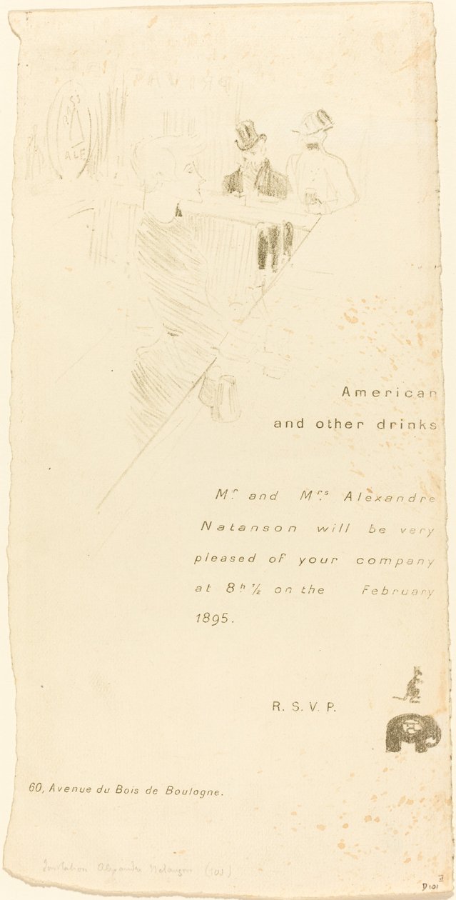 Herr och fru Alexandre Natanson inbjudan av Henri de Toulouse Lautrec