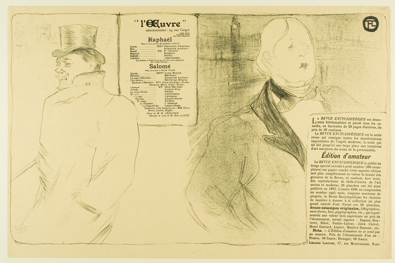 Oscar Wilde och Romain Coolus—Program för Raphaël och Salomé av Henri de Toulouse Lautrec