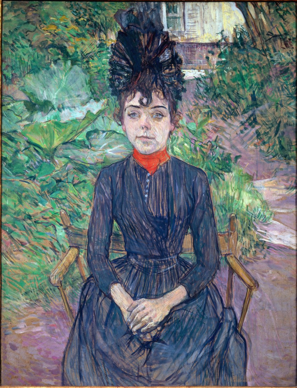Porträtt av Justine Dieuhl - olja på kartong av Henri de Toulouse Lautrec