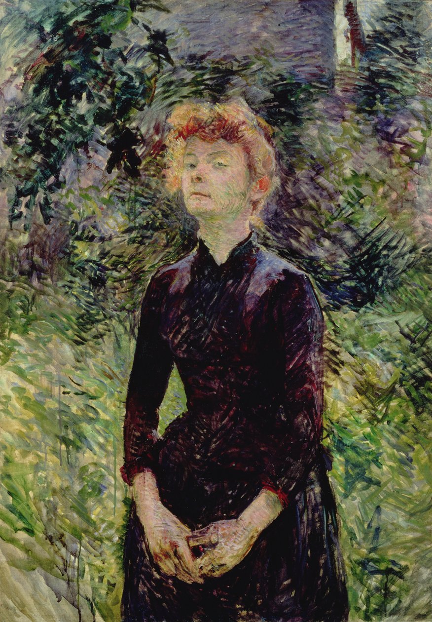Porträtt av en kvinna, möjligen den franska komikern Yvette Guilbert (ca 1869-1944), 1888 av Henri de Toulouse Lautrec
