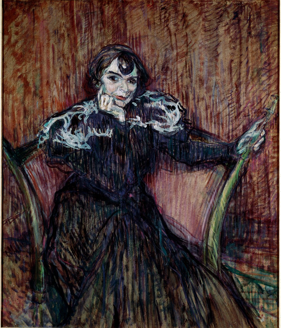 Porträtt av skådespelerskan Berthe Bady. Målning av Henri de Toulouse-Lautrec (Toulouse Lautrec av Henri de Toulouse Lautrec