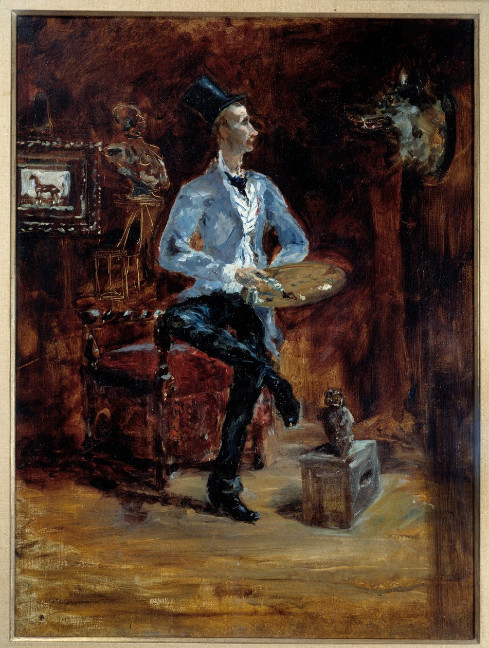 Porträtt av målaren Rene Princeteau (1849-1914) i hans verkstad Målning av Henri Toulouse Lautrec (1864-1901) av Henri de Toulouse Lautrec