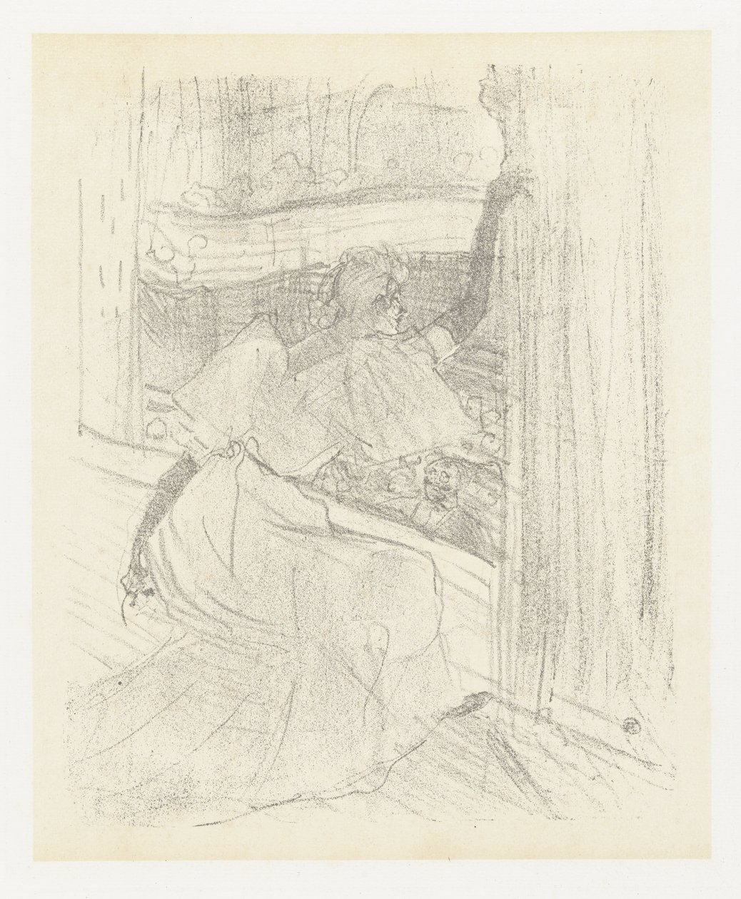 Portret Van -skådespelerskan Yvette Guilbert Buigend Voor Het Publiek Yvette Guilbert hälsar allmänheten Yvette Guilbert: English Series (serietitel) av Henri de Toulouse Lautrec