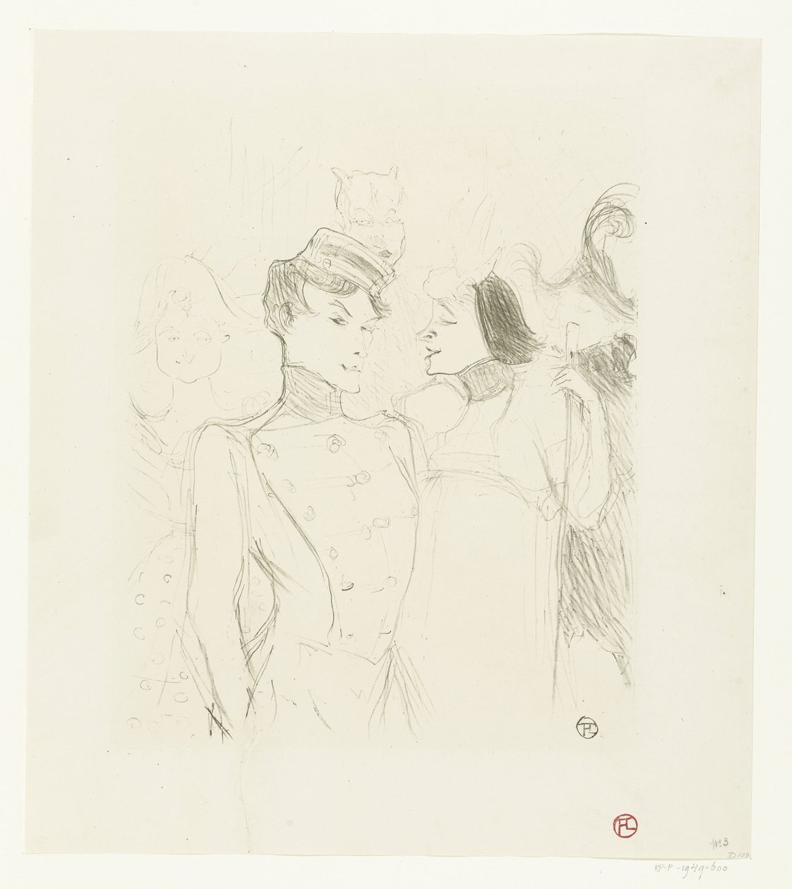 Porträtt av skådespelerskorna Marcelle Lender och Eve Lavallière i en revy i Théâtre des Variétés Lender och Lavalliere av Henri de Toulouse Lautrec
