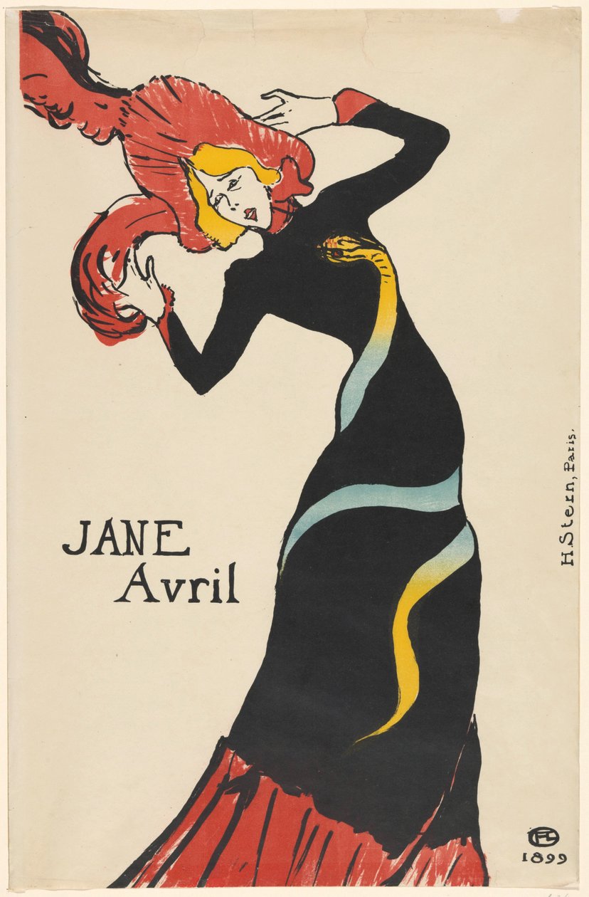 Porträtt av dansaren Jane Avril (Jeanne Beaudon) Jane Avril (titel på objekt) av Henri de Toulouse Lautrec