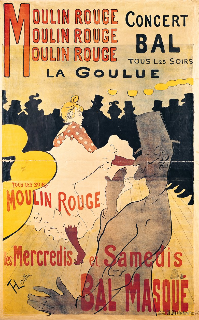 Affisch som annonserar "La Goulue" på Moulin Rouge av Henri de Toulouse Lautrec