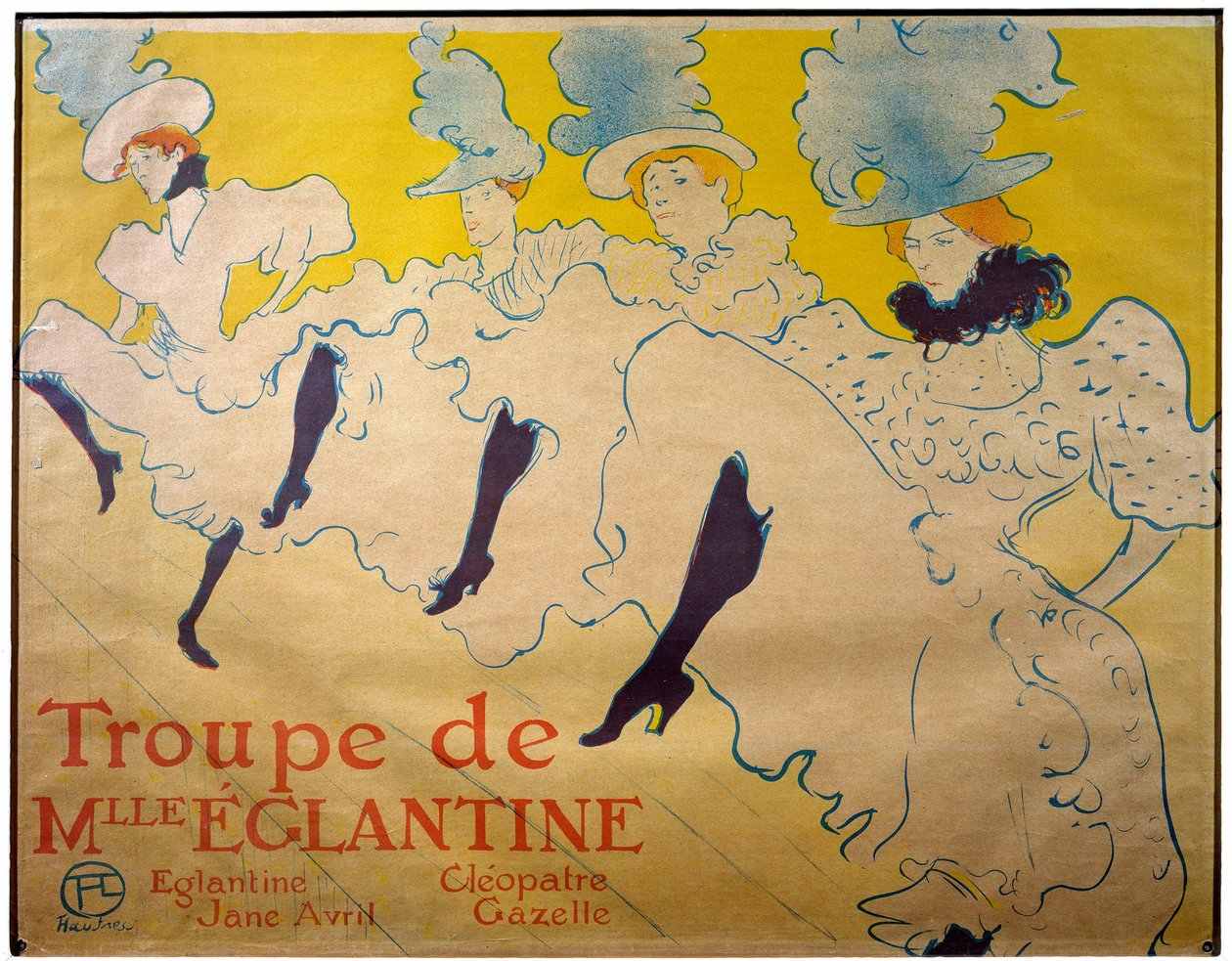 Affisch för Mademoiselle Eglantines trupp. Cabaret dansare. Litografi av Henri de Toulouse Lautrec (Toulouse-Lautrec av Henri de Toulouse Lautrec