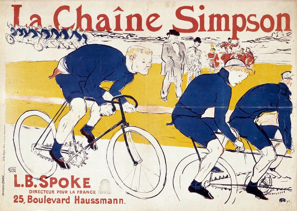 Affisch för Simpson cykelkedjor. Illustration av Henri de Toulouse Lautrec (Toulouse-Lautrec) (1864-1901). 1800-talet. Paris, bibliotek för dekorativ konst av Henri de Toulouse Lautrec