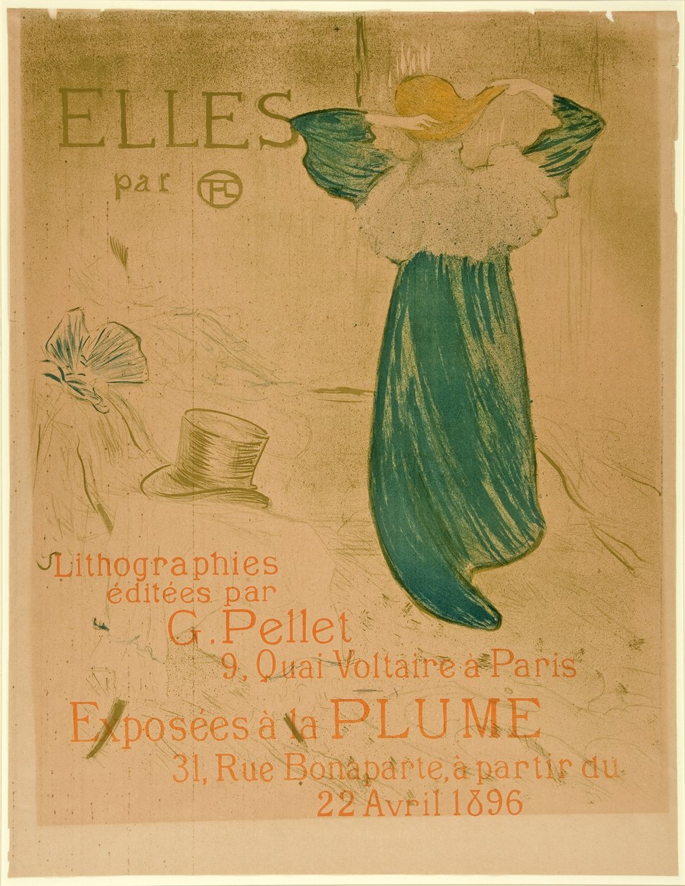 Affisch av Frontispice för "Elles", pub. 1896 (lito i färg) av Henri de Toulouse Lautrec