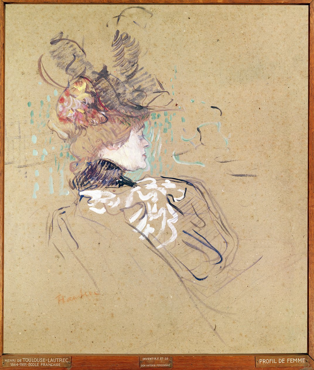 Profil av en kvinna, 1896 (olja på kort) av Henri de Toulouse Lautrec