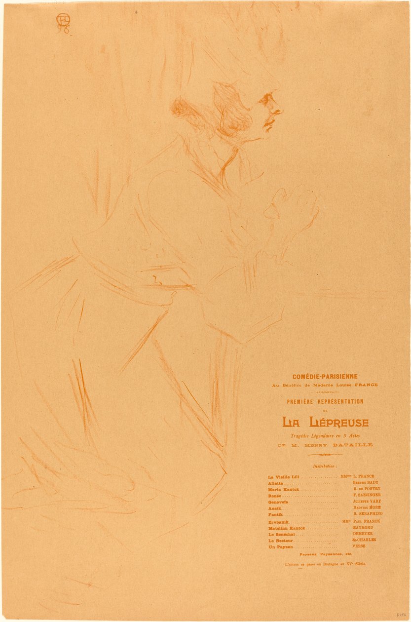 Program för "La leprosa" av Henri de Toulouse Lautrec
