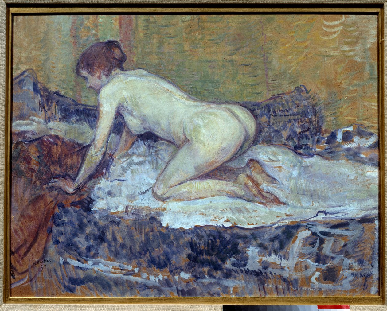 Röd, huvudet naken hukande av Henri de Toulouse Lautrec