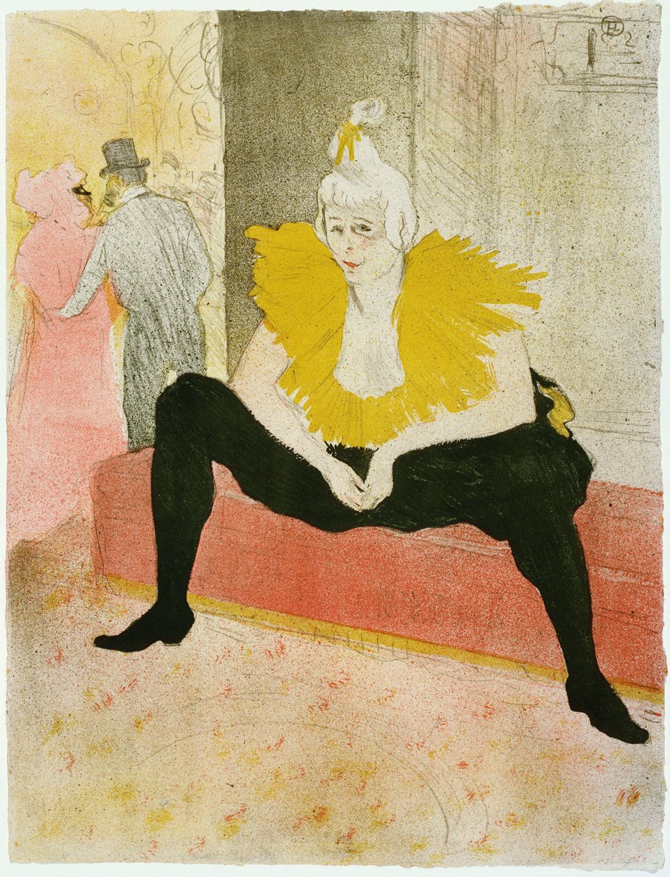 Sittande clowness (Mademoiselle Cha-u-ka-o) - Oeuvre de Henri de Toulouse Lautrec (Toulouse-Lautrec) (1864-1901) Färglitografi 1896 (c) Museum of Modern Art, New York 52x40,3 av Henri de Toulouse Lautrec