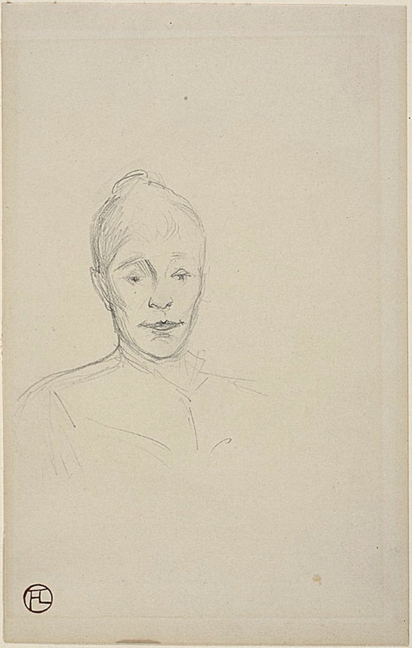 Studie: Ansikte av kvinna med hög krage av Henri de Toulouse Lautrec