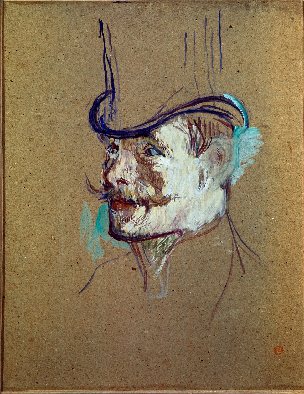 Studera för Mr Warner. Teckning av Henri de Toulouse-Lautrec (Toulouse Lautrec av Henri de Toulouse Lautrec