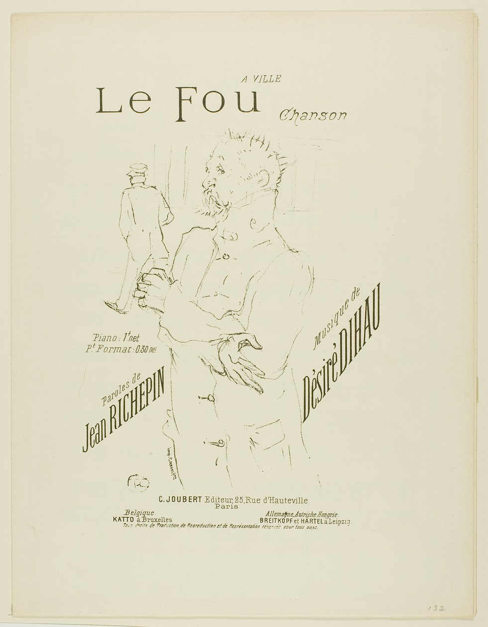 Galningen, från Melodier av Désiré Dihau av Henri de Toulouse Lautrec