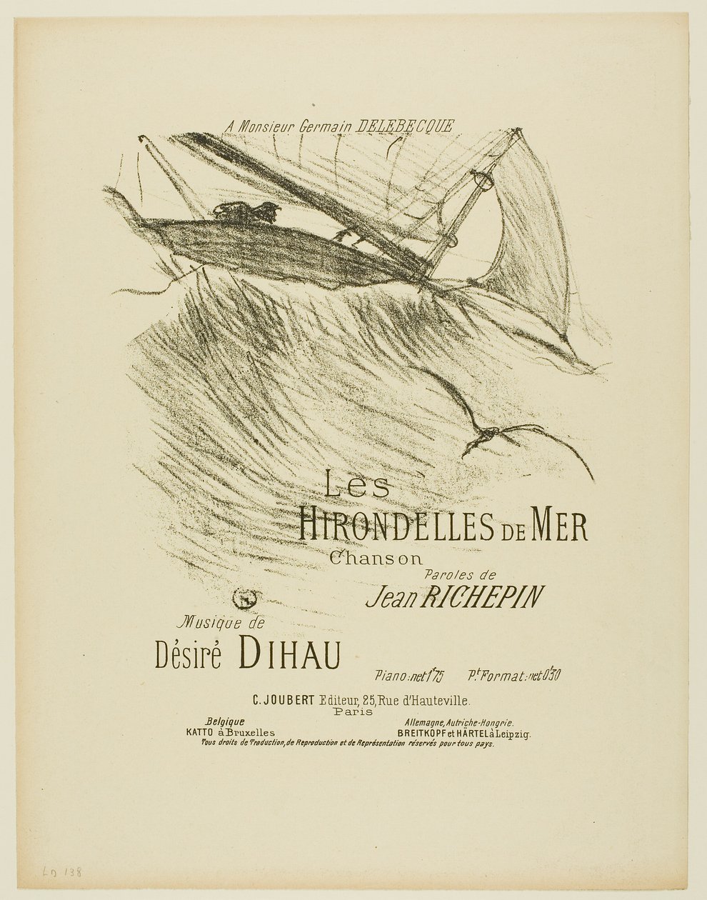 Havssvalorna, från Melodier av Désiré Dihau av Henri de Toulouse Lautrec