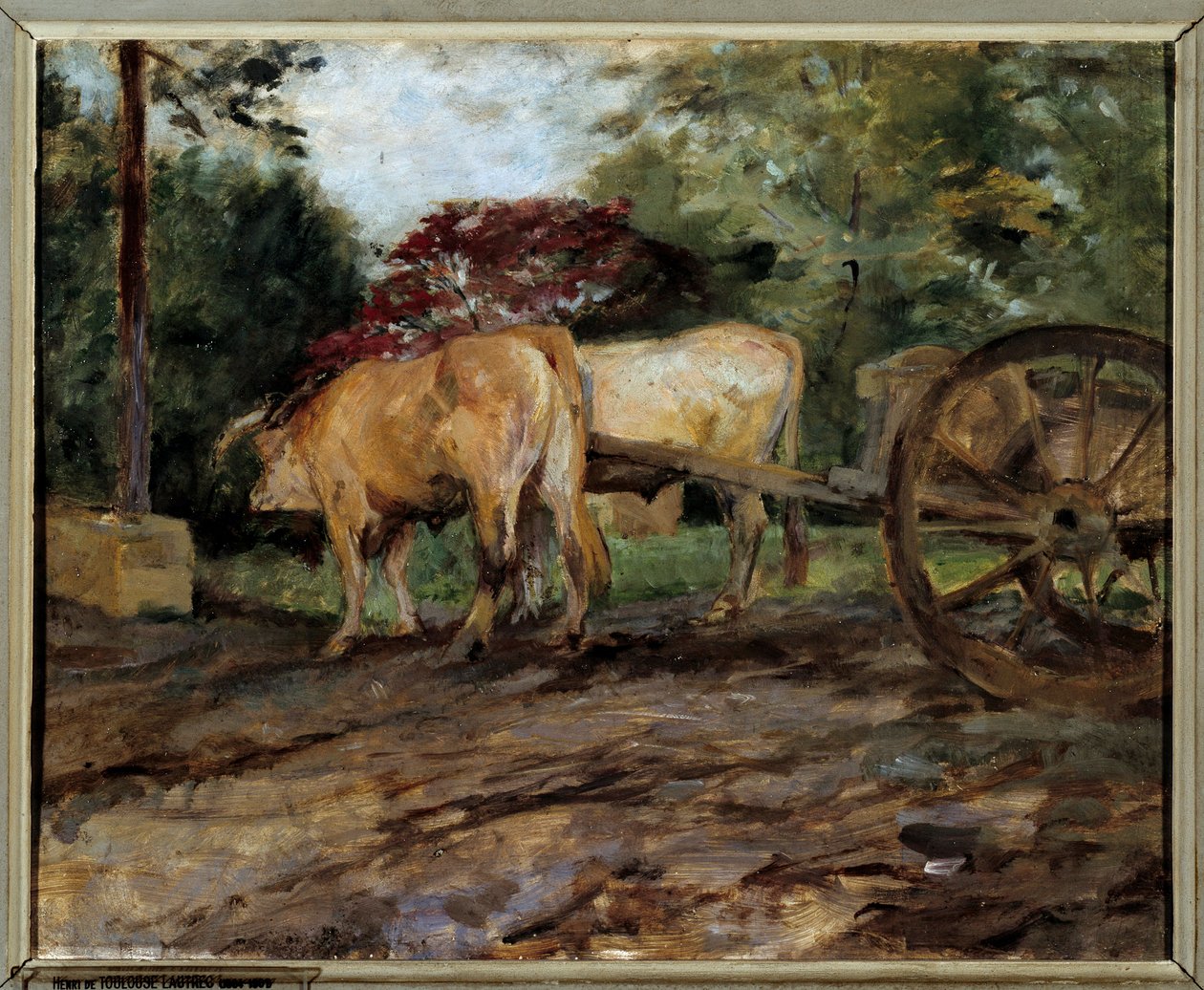 Oxarna under oket Målning av Henri de Toulouse Lautrec (1864-1901) Bordeaux från 1800-talet, Musee des Beaux Arts av Henri de Toulouse Lautrec