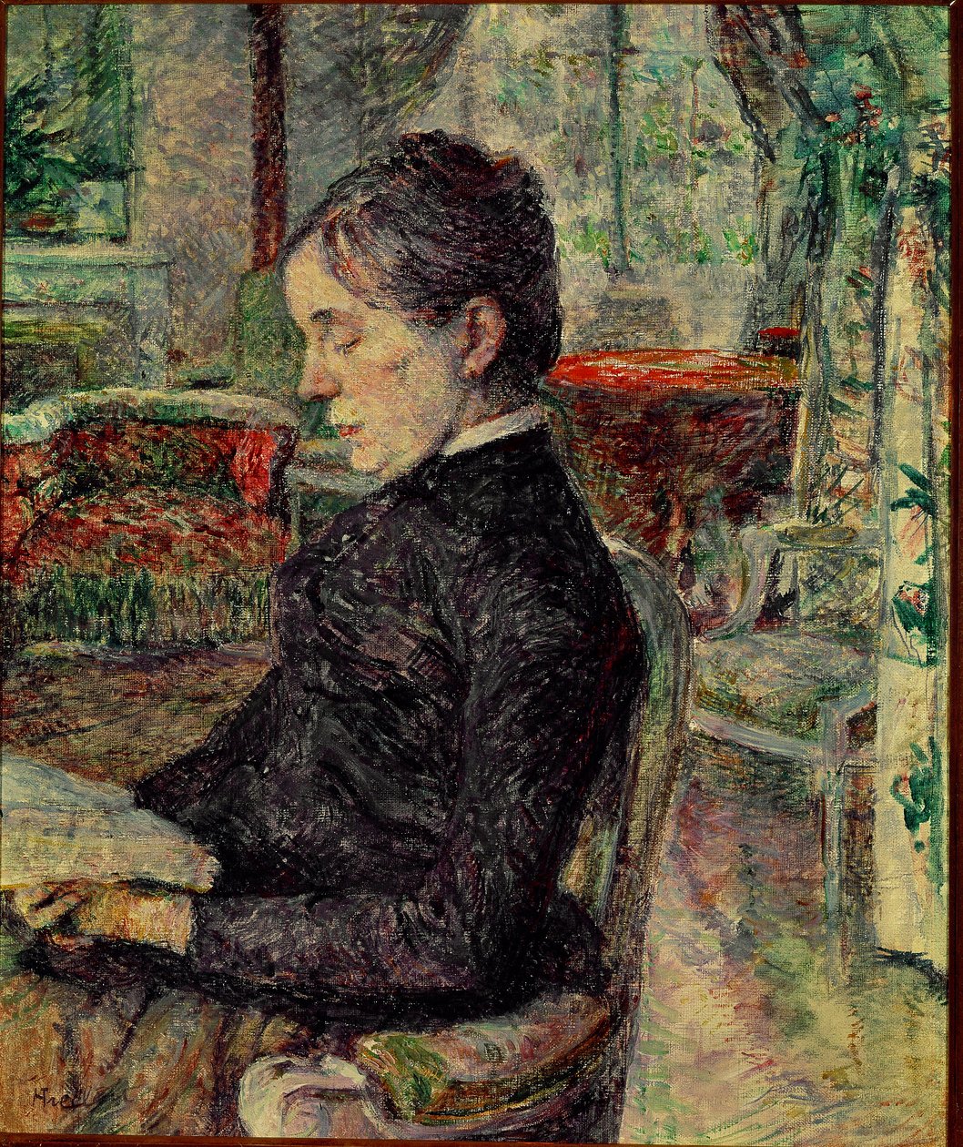Målarens mamma i Salongen i Malrome. Målning av Henri de Toulouse-Lautrec (Toulouse Lautrec av Henri de Toulouse Lautrec