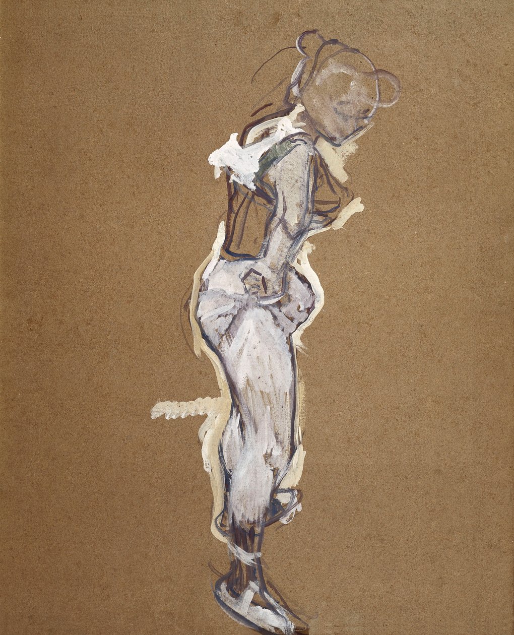Trapesist justerar sina strumpbyxor av Henri de Toulouse Lautrec