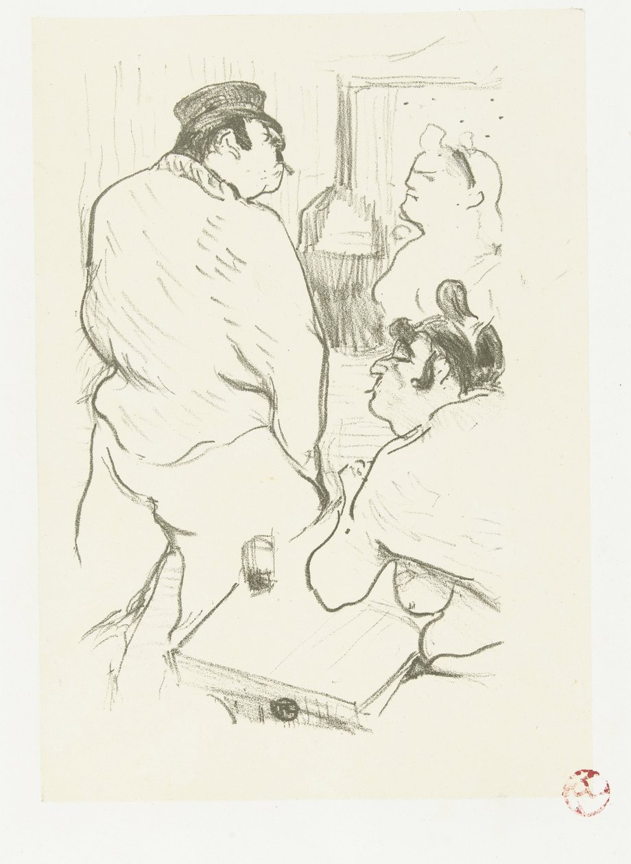 Två kvinnor och man på bordell Grenelles terror av Henri de Toulouse Lautrec