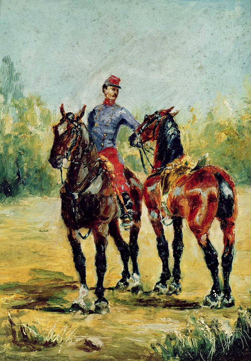 Två hästar och en brudgum, 1880 av Henri de Toulouse Lautrec