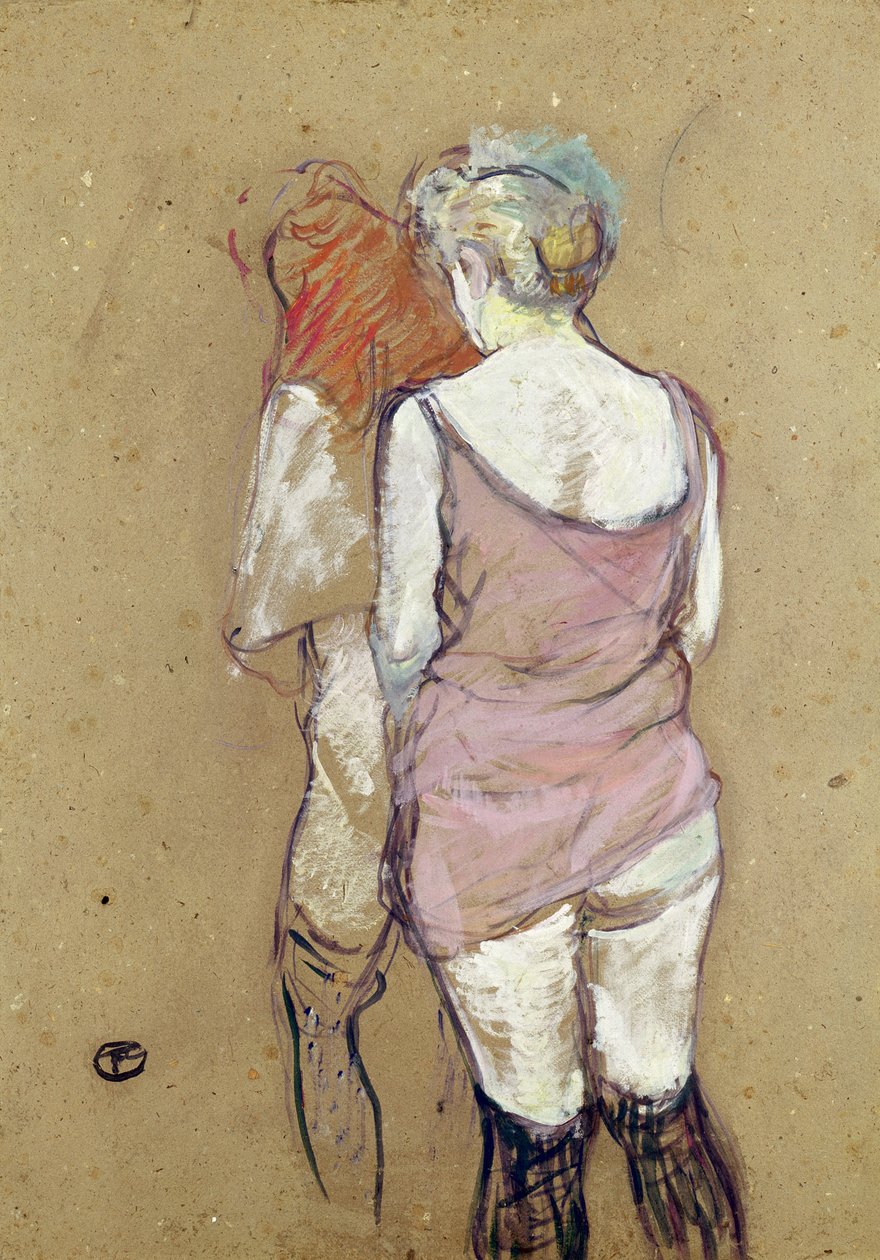 Två halvnakna kvinnor i Maison de la Rue des Moulins av Henri de Toulouse Lautrec