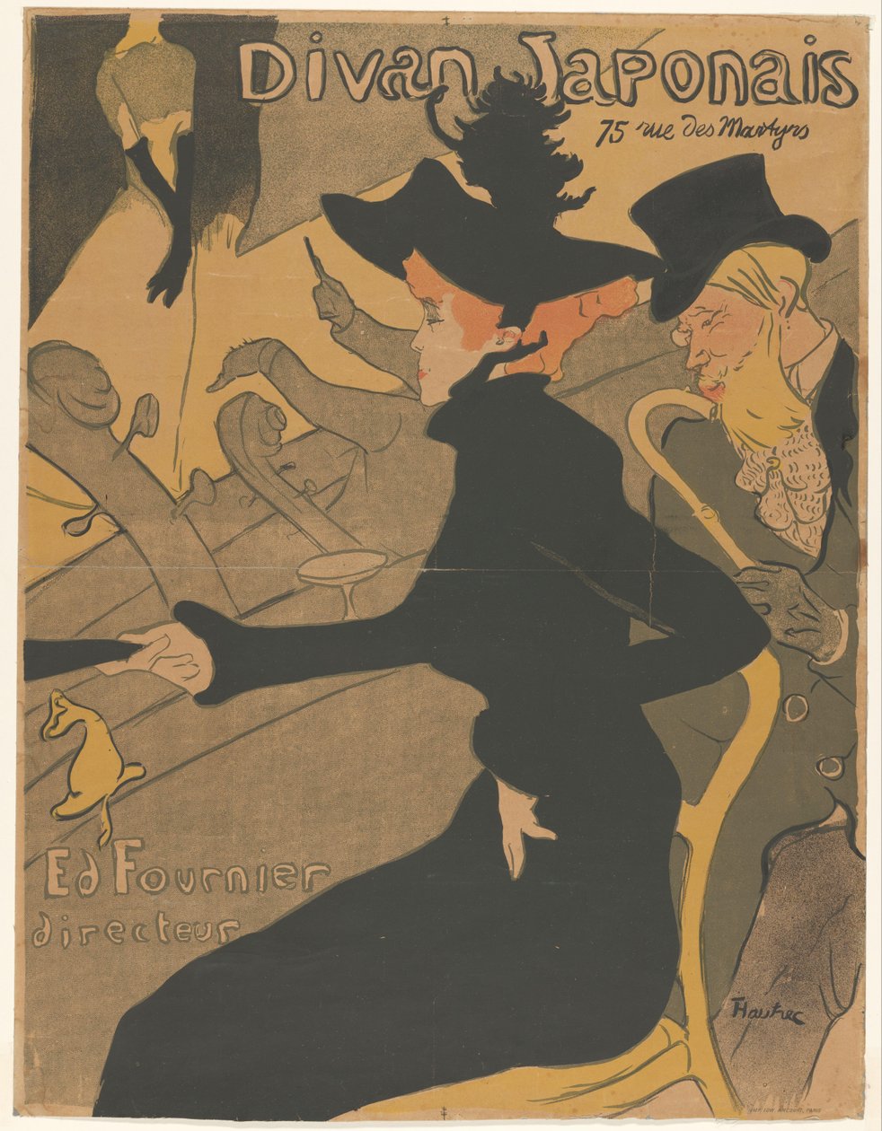 Kvinna och man i publiken vid en sångföreställning Divan Japonais (titel på objekt) av Henri de Toulouse Lautrec