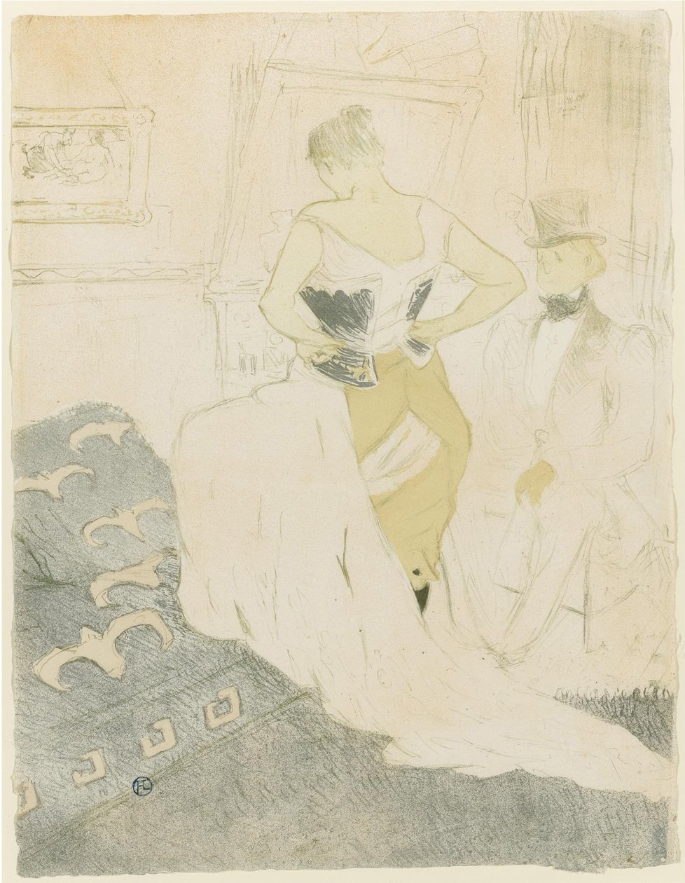Kvinna som justerar sin korsett, 1896 av Henri de Toulouse Lautrec
