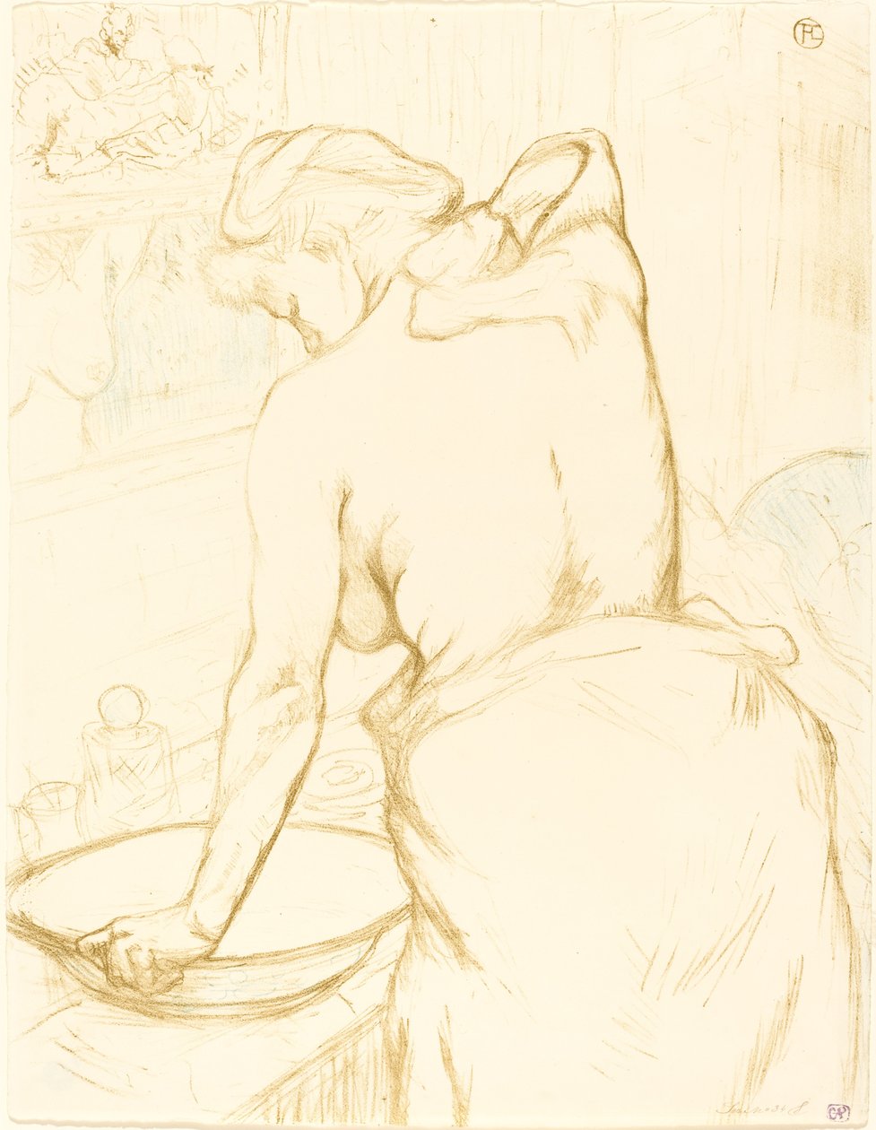 Kvinnan tvättar sig Femme qui se lave, 1896. av Henri de Toulouse Lautrec