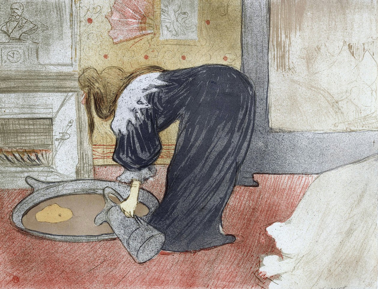Kvinna vid badkaret (från Elles-sviten) - Kvinna i badet - Målning av Henri de Toulouse Lautrec (Toulouse-Lautrec) (1864-1901) av Henri de Toulouse Lautrec