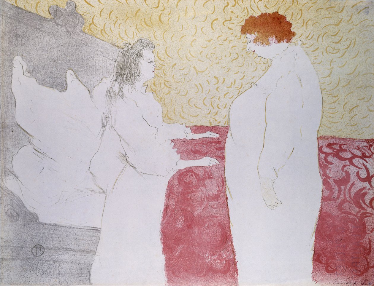 Kvinna i sängen, Profil - den lilla spaken, från Elles; Femme au Lit, Profil - au Petit Lever, från Elles, 1896 av Henri de Toulouse Lautrec