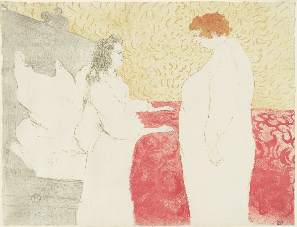 Kvinna i sängen, profil, resa sig upp, tallrik åtta från Elles av Henri de Toulouse Lautrec