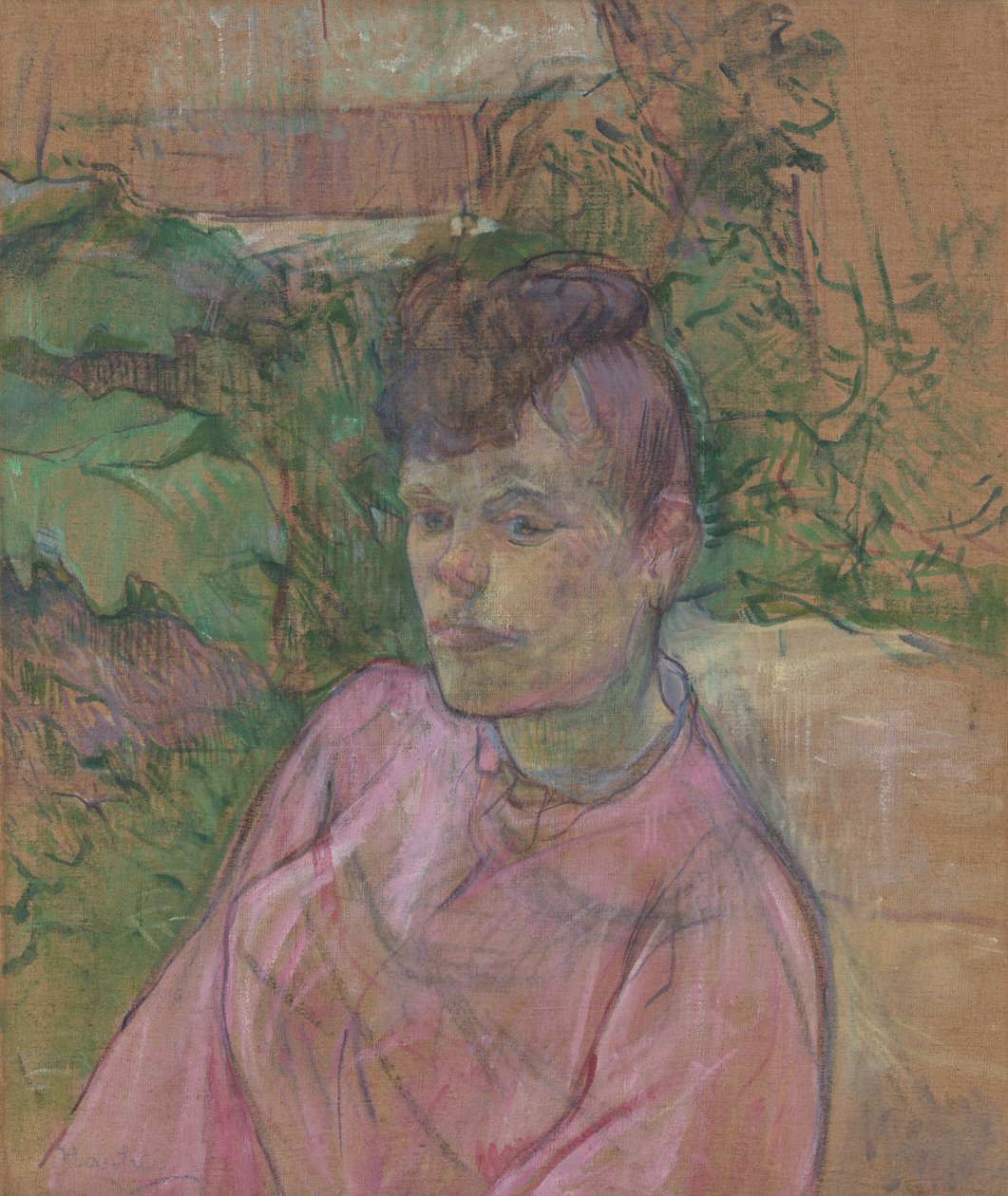 Kvinna i Monsieurskogens trädgård, 1889-91. av Henri de Toulouse Lautrec