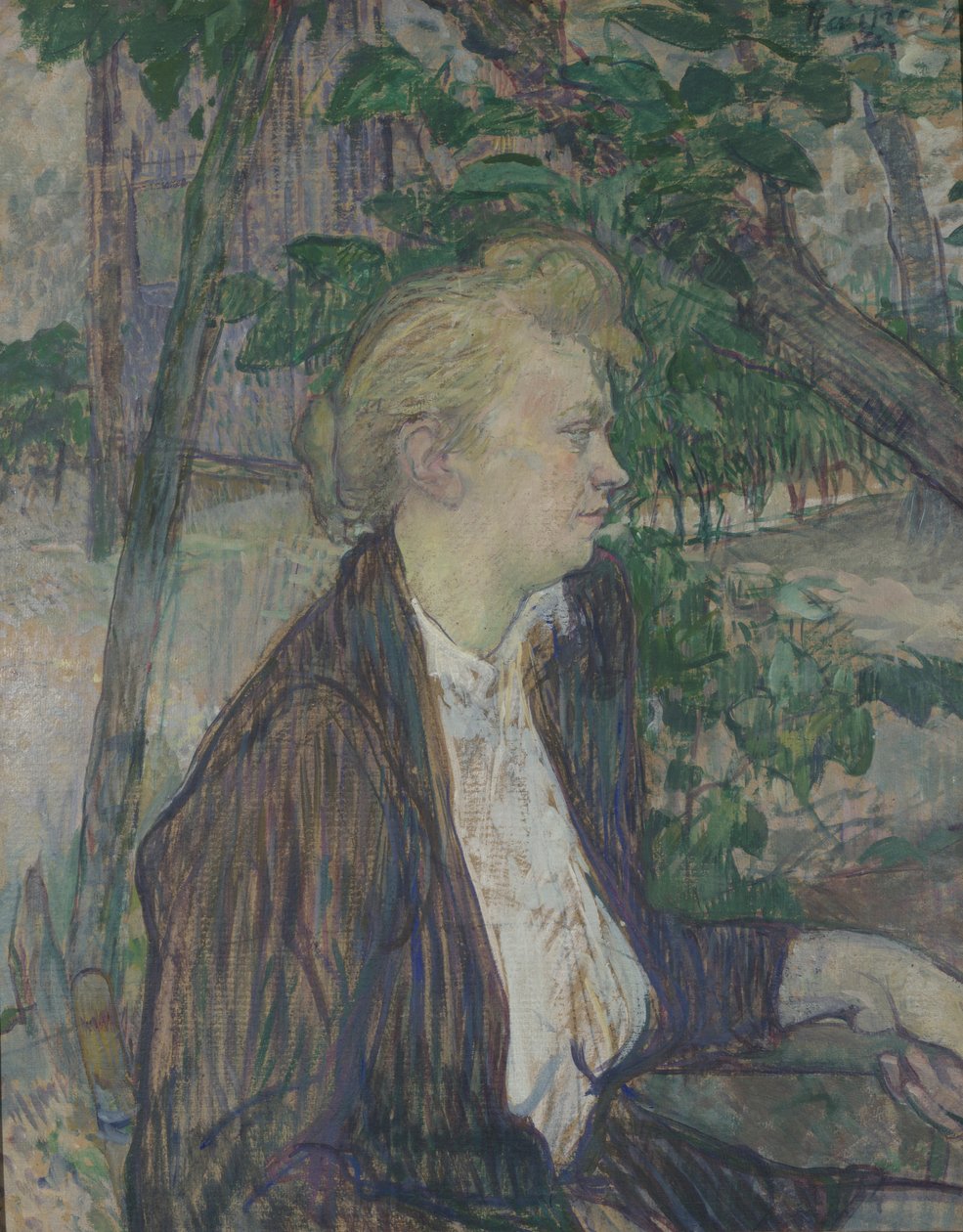Kvinna som sitter i en trädgård, 1891 av Henri de Toulouse Lautrec