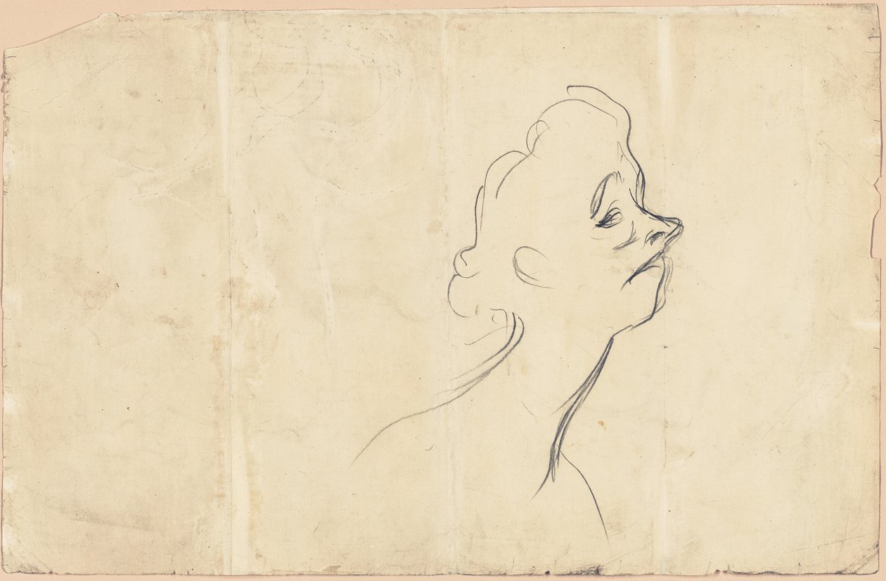 Yvette Guilbert (recto) Tre fjärdedels studie av Yvette Guilbert (verso) av Henri de Toulouse Lautrec