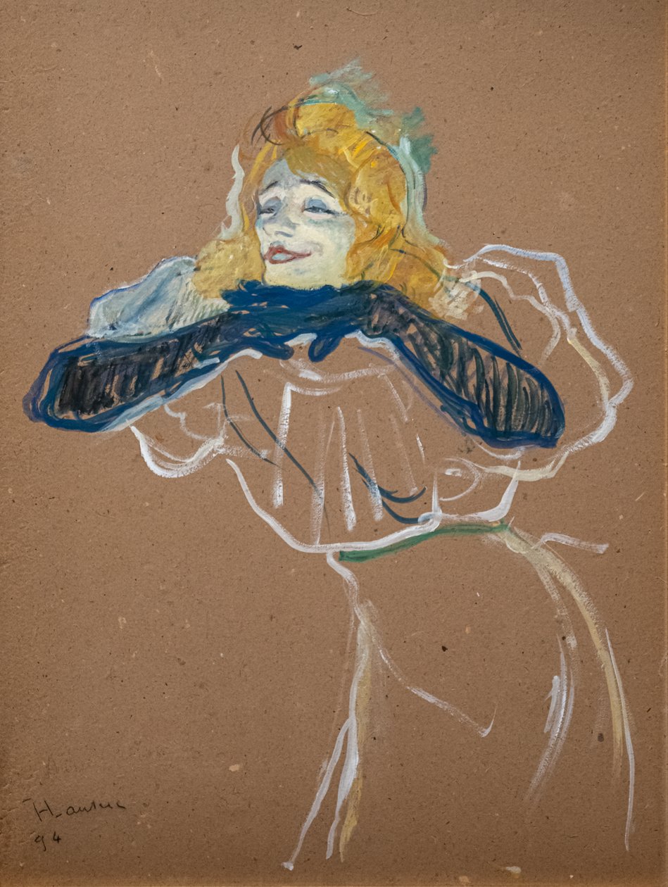 Yvette Guilbert sjunger "Linger, Longer, Loo" 1894 (Olja på kartong) av Henri de Toulouse Lautrec