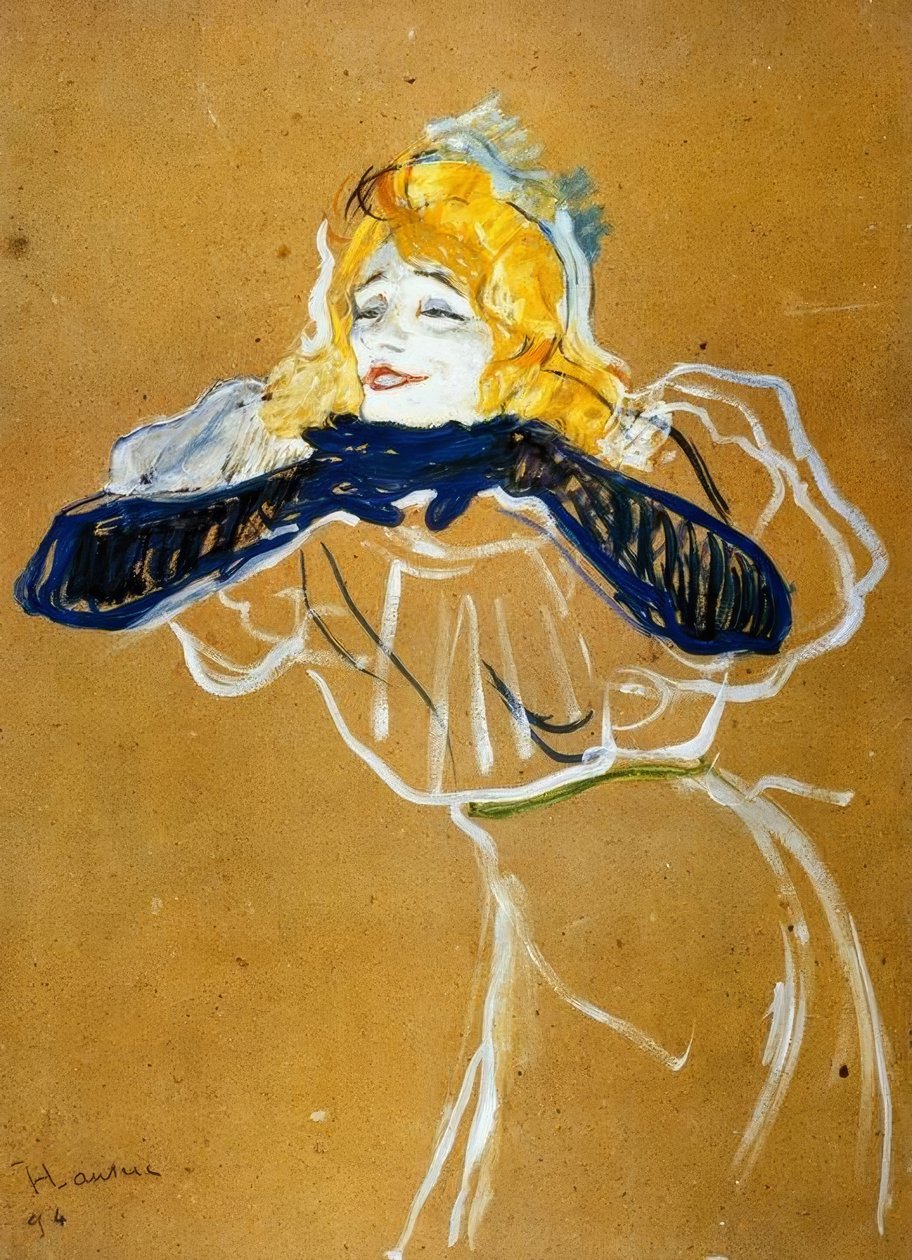 Yvette Guilbert sjunger Linger Longer Loo av Henri de Toulouse Lautrec