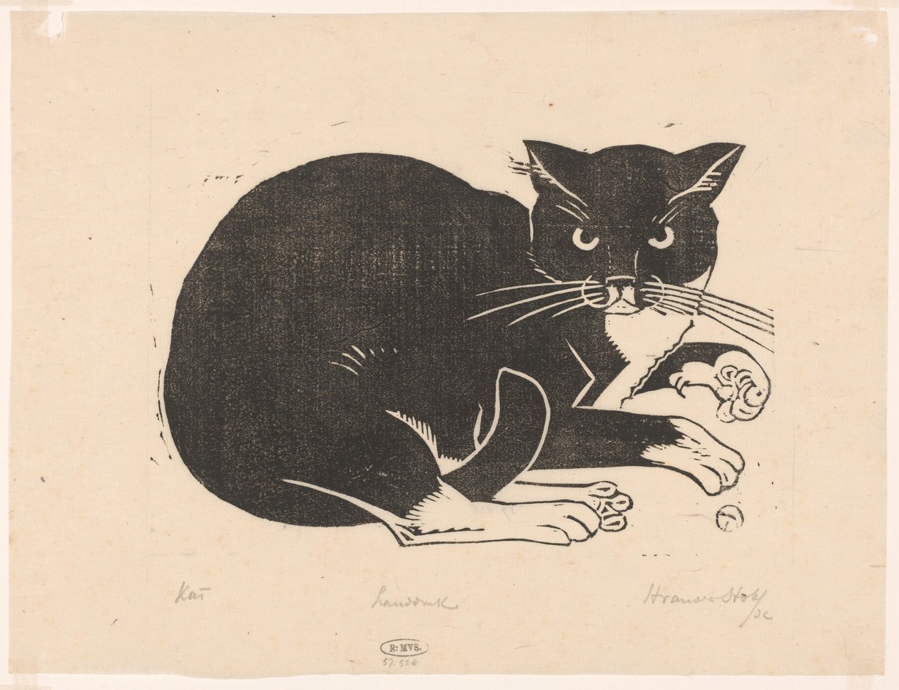 Kat (originaltitel på objekt) av Henri van der Stok (signed by artist)