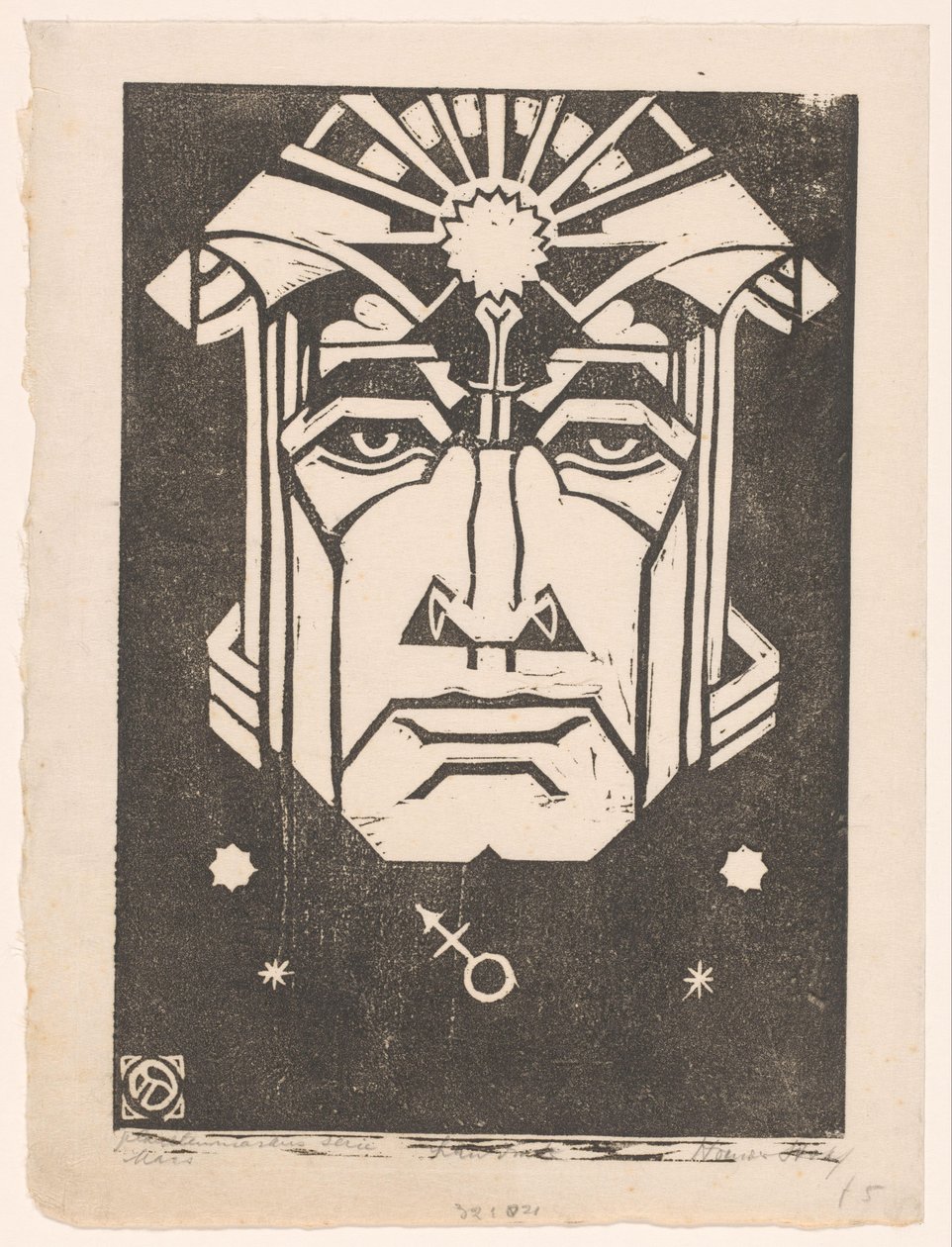 Mars (originaltitel på objekt) Planetenmaskers (original serietitel på objekt) av Henri van der Stok (signed by artist)