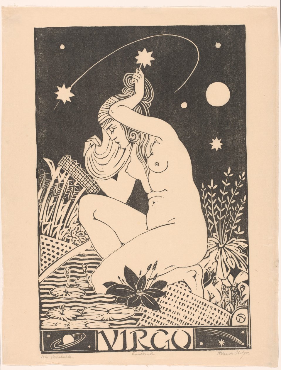 Stjärntecken Jungfrun Jungfrun (titel på föremål) av Henri van der Stok (signed by artist)