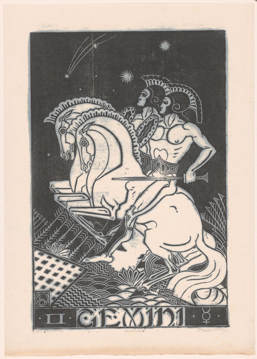 Stjärntecken Tvillingarna Gemini (titel på objekt) av Henri van der Stok (signed by artist)