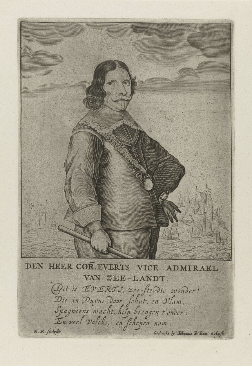 Porträtt av Cornelis Evertsen av Henrick Rochuszn van Dagen