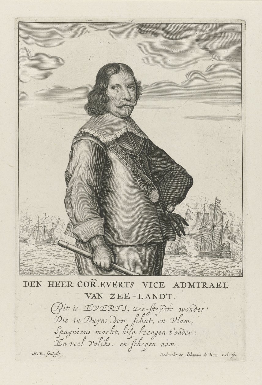 Porträtt av Cornelis Evertsen av Henrick Rochuszn van Dagen