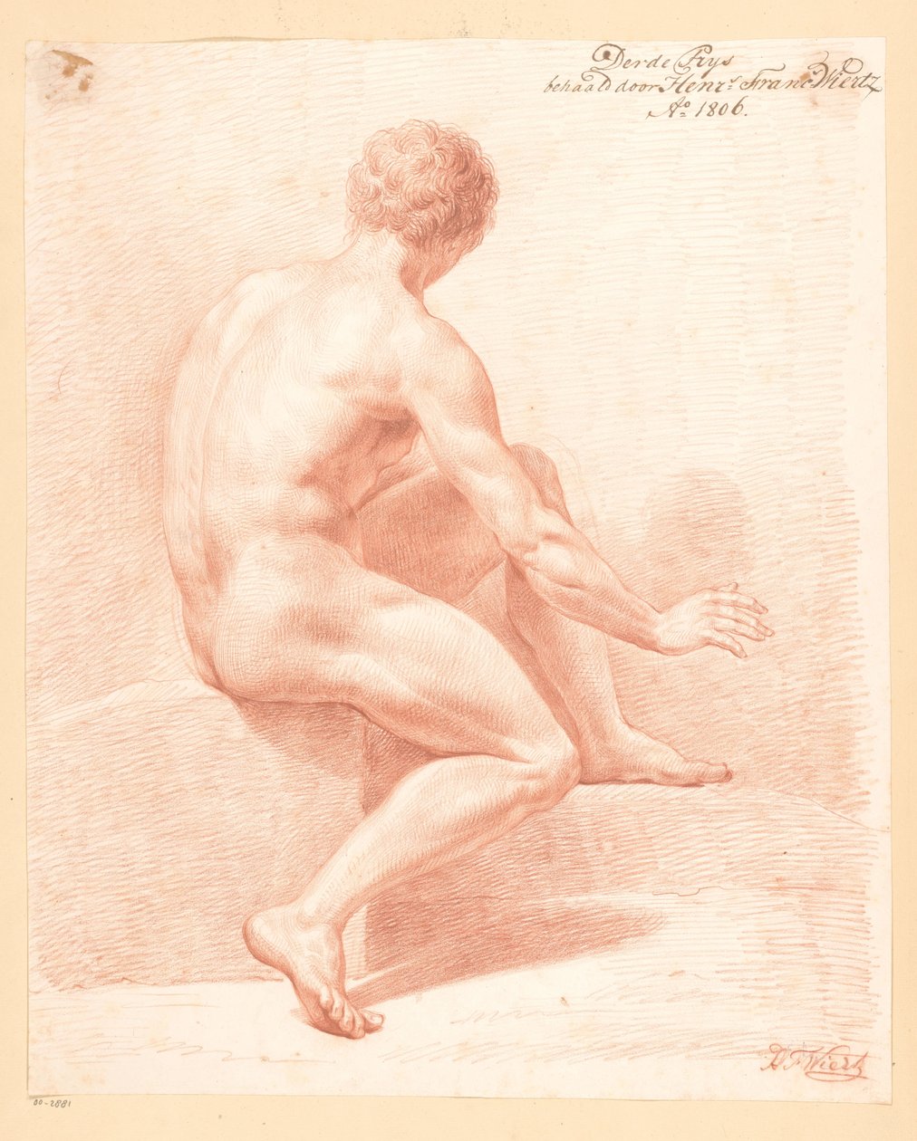 Sittande man naken, sedd bakifrån (3:e pris 1806) av Henricus Franciscus Wiertz