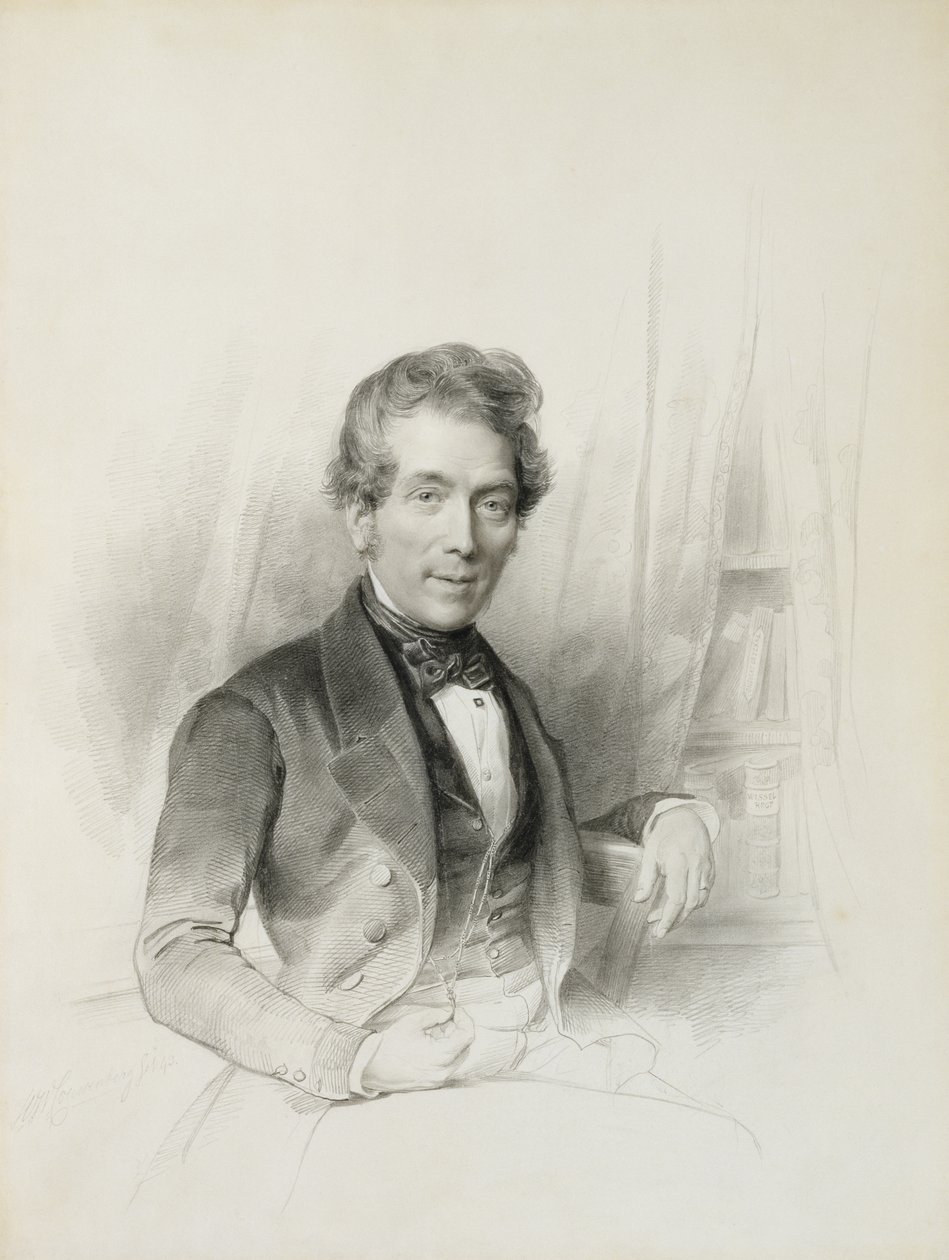Porträtt av Louis Johannes Herckenrath, konsul i Texas, 1843 (krita, estompe, blyerts och akvarell) av Henricus Wilhelmus Couwenberg