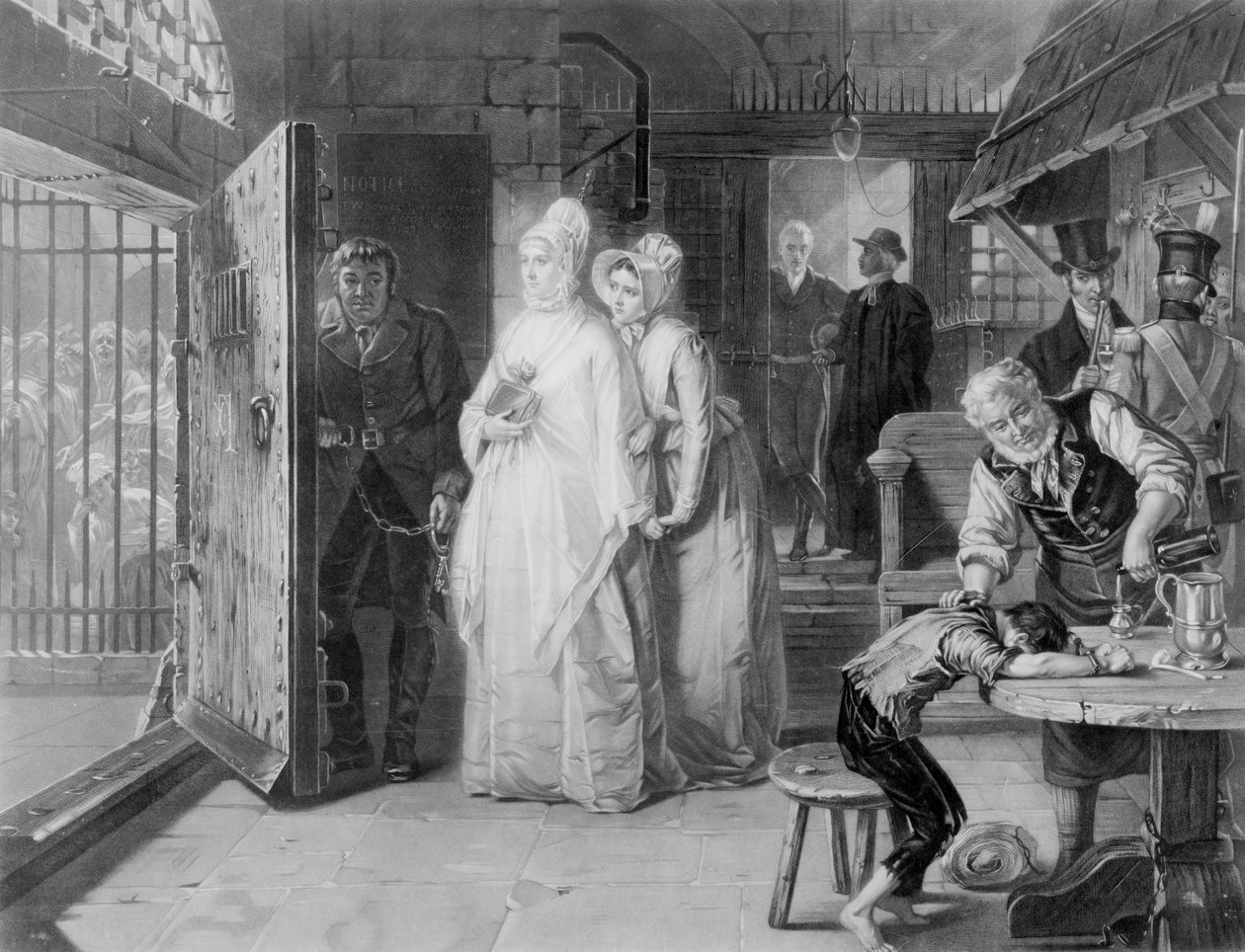 Mrs Fry besökte Newgate Prison, 1893 av Henrietta Mary Ward