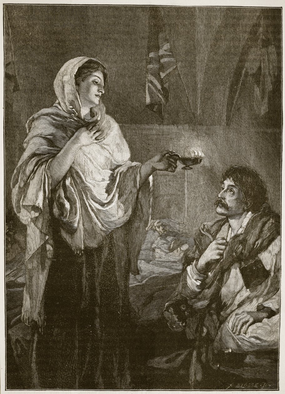 Florence Nightingale på sjukhuset i Scutari, illustration från Cassell