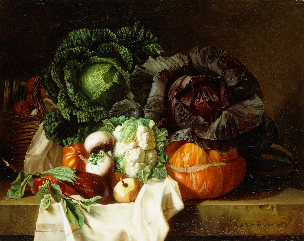 Stilleben av vintergrönsaker, av Henrietta de Longchamp