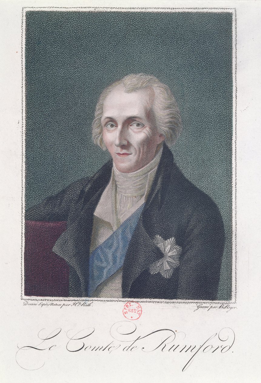 Benjamin Thompson (1753-1814) greve Rumford, graverad av B. Roger av Henriette Rath
